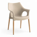 Sedia da pranzo con braccioli beige in polipropilene e legno massello di faggio 58 x 56 x 82 cm