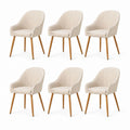 Set di 6 sedie da pranzo beige imbottite in poliestere con schienale curvo 58 x 60 x 82 cm