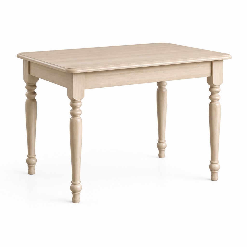 Tavolo da pranzo rettangolare beige in legno massello 120 x 75 x 75 cm