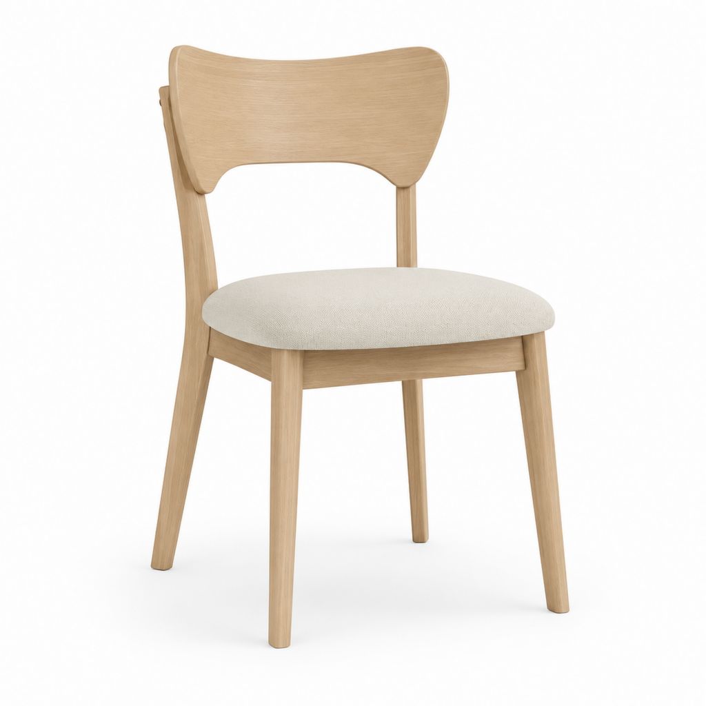 Sedia da pranzo imbottita beige in rovere massello 48 x 54 x 78 cm