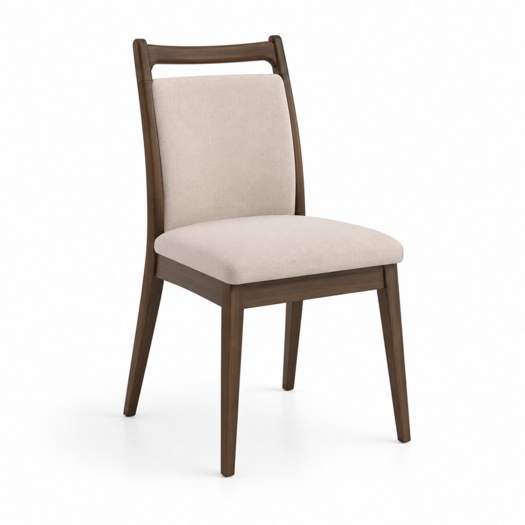 Sedia da pranzo beige e noce in legno massello e poliestere 45 x 55 x 95 cm