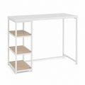 Tavolo rettangolare bianco con 3 ripiani effetto rovere in acciaio e pannelli MDF 100 x 50 x 75 cm