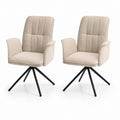 Set di 2 sedie da pranzo con braccioli beige in poliestere e acciaio 60 x 62 x 91 cm