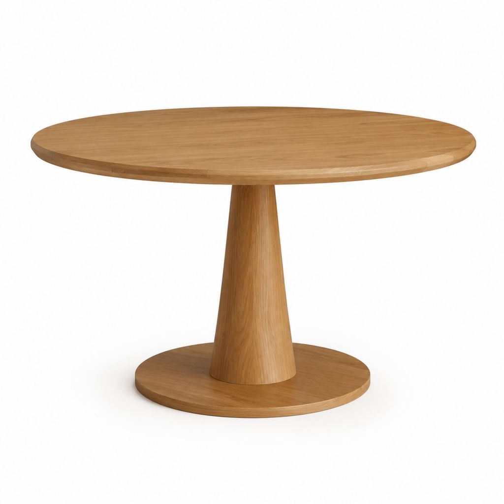 Tavolo da pranzo rotondo rovere naturale in legno massello Ø 120 x 75 cm