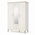 Armadio guardaroba rettangolare a 3 ante con specchio bianco in truciolare nobilitato 120 x 52 x 190 cm
