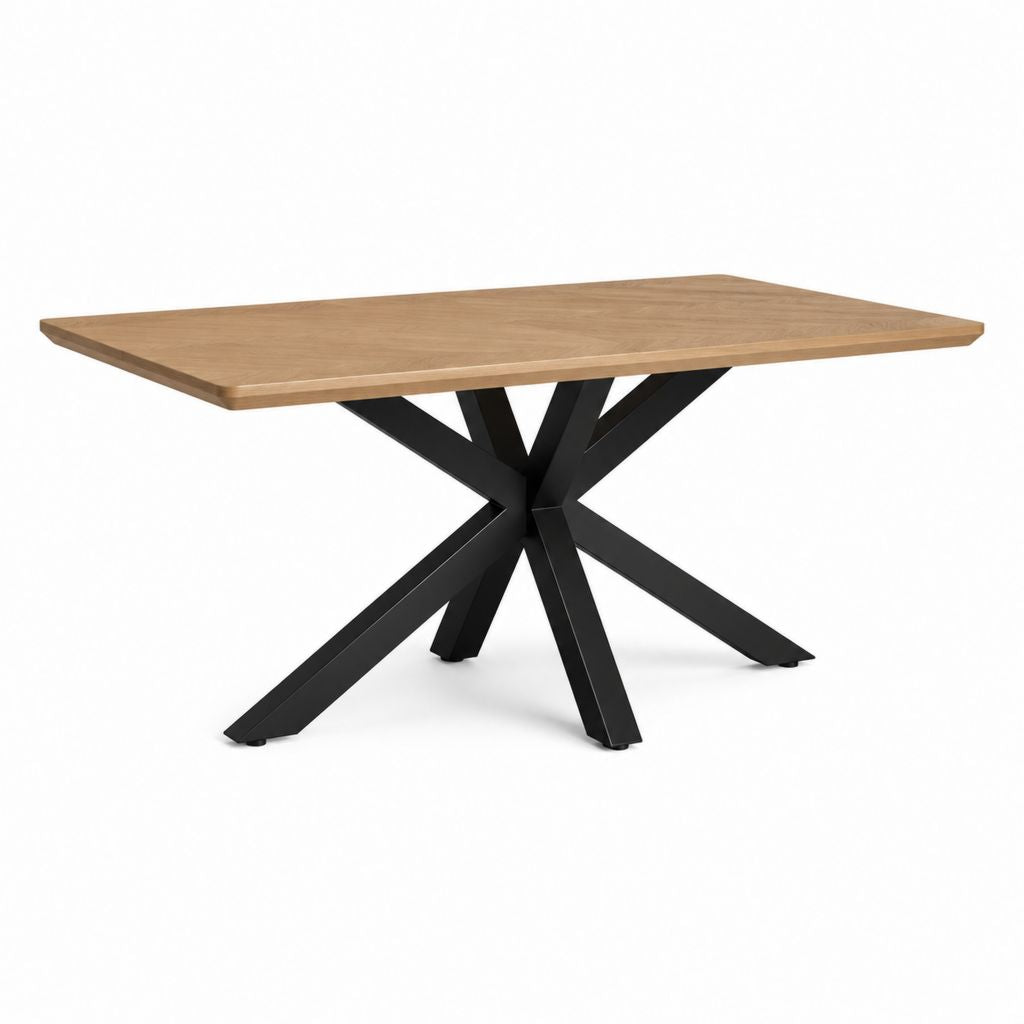 Tavolo da pranzo rettangolare rovere e acciaio nero 180 x 90 x 75 cm