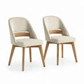 Set di 2 sedie da pranzo beige in poliestere e rovere massello 50 x 56 x 84 cm