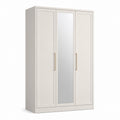 Armadio guardaroba 3 ante con specchio beige in pannelli di truciolare 180 x 55 x 200 cm