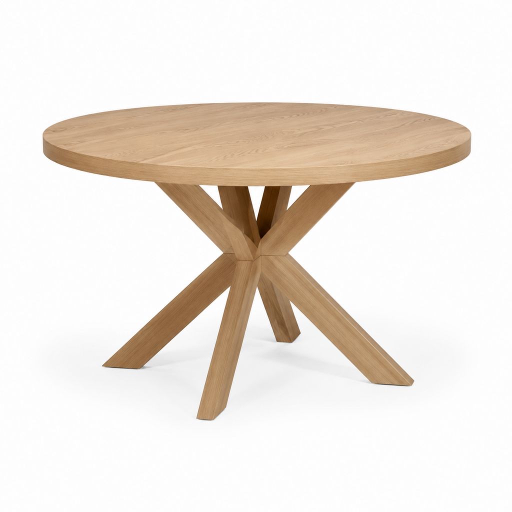 Tavolo da pranzo rotondo in rovere massello naturale Ø120 x 75 cm