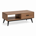 Tavolino da caffè con cassetto noce MDF rettangolare 100 x 50 x 45 cm