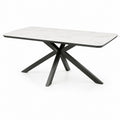 Tavolo da pranzo rettangolare bianco in ceramica sinterizzata con base in acciaio 180 x 90 x 75 cm