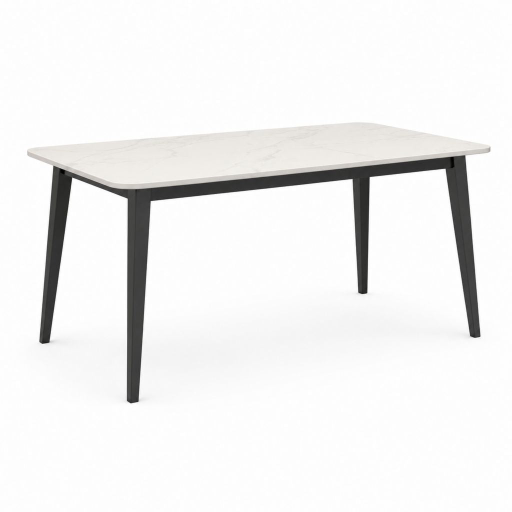 Tavolo da pranzo rettangolare bianco e nero in MDF e acciaio 140 x 80 x 75 cm