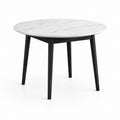 Tavolo da pranzo rotondo bianco e nero in MDF laminato effetto marmo e legno massello Ø 100 x 75 cm
