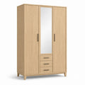 Armadio guardaroba 2 ante con specchio e 3 cassetti rovere chiaro in pannello truciolare 120 x 52 x 190 cm
