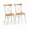 Set di 2 sedie da pranzo bianche e rovere con struttura in acciaio seduta ovale 42 x 52 x 88 cm