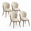Set 4 sedie da pranzo beige in poliestere con struttura in legno massello 48 x 58 x 84 cm