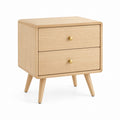 Comodino a 2 cassetti color rovere naturale in MDF impiallacciato rovere rettangolare 50 x 40 x 60 cm